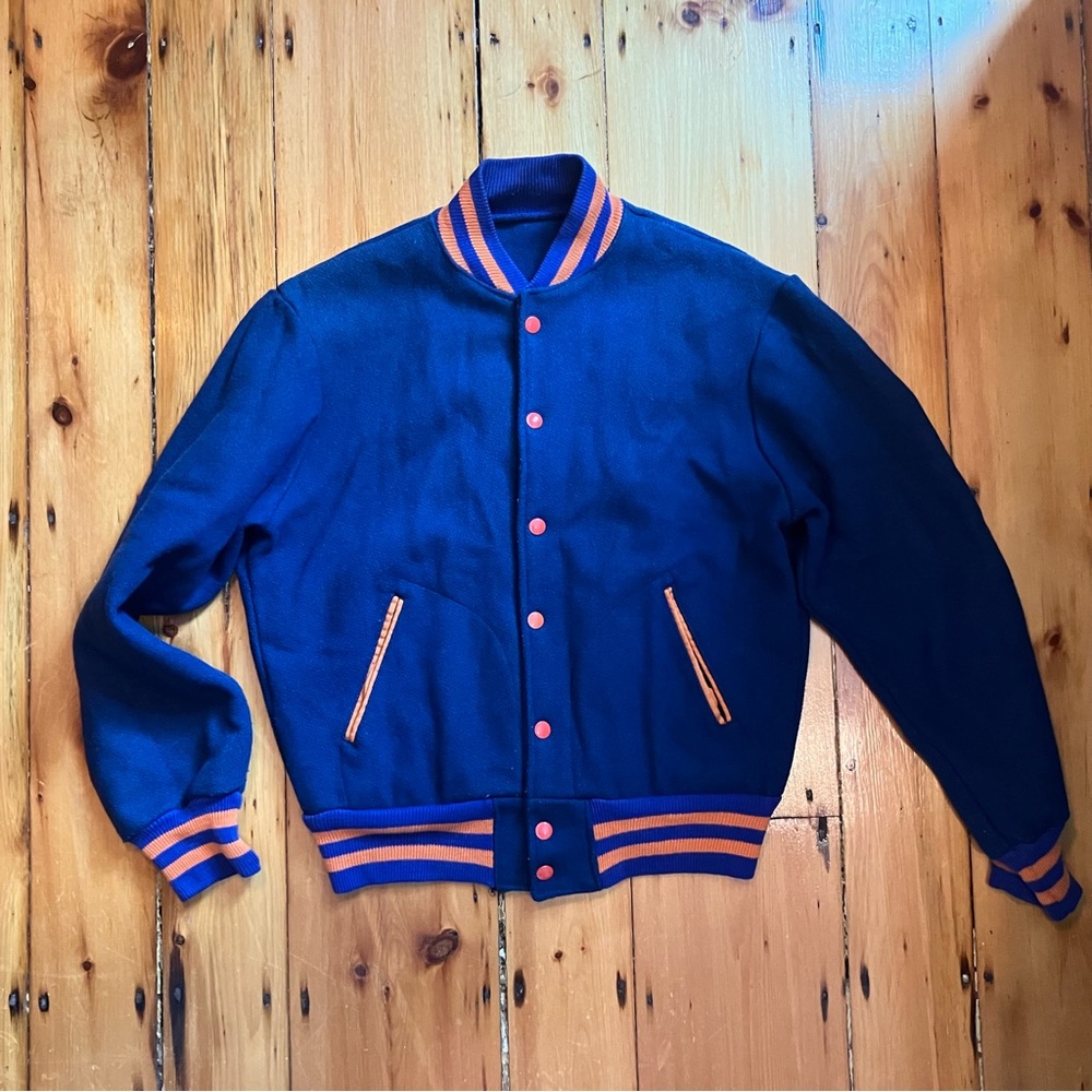 VINTAGE Blue Wool Varsity Jacket